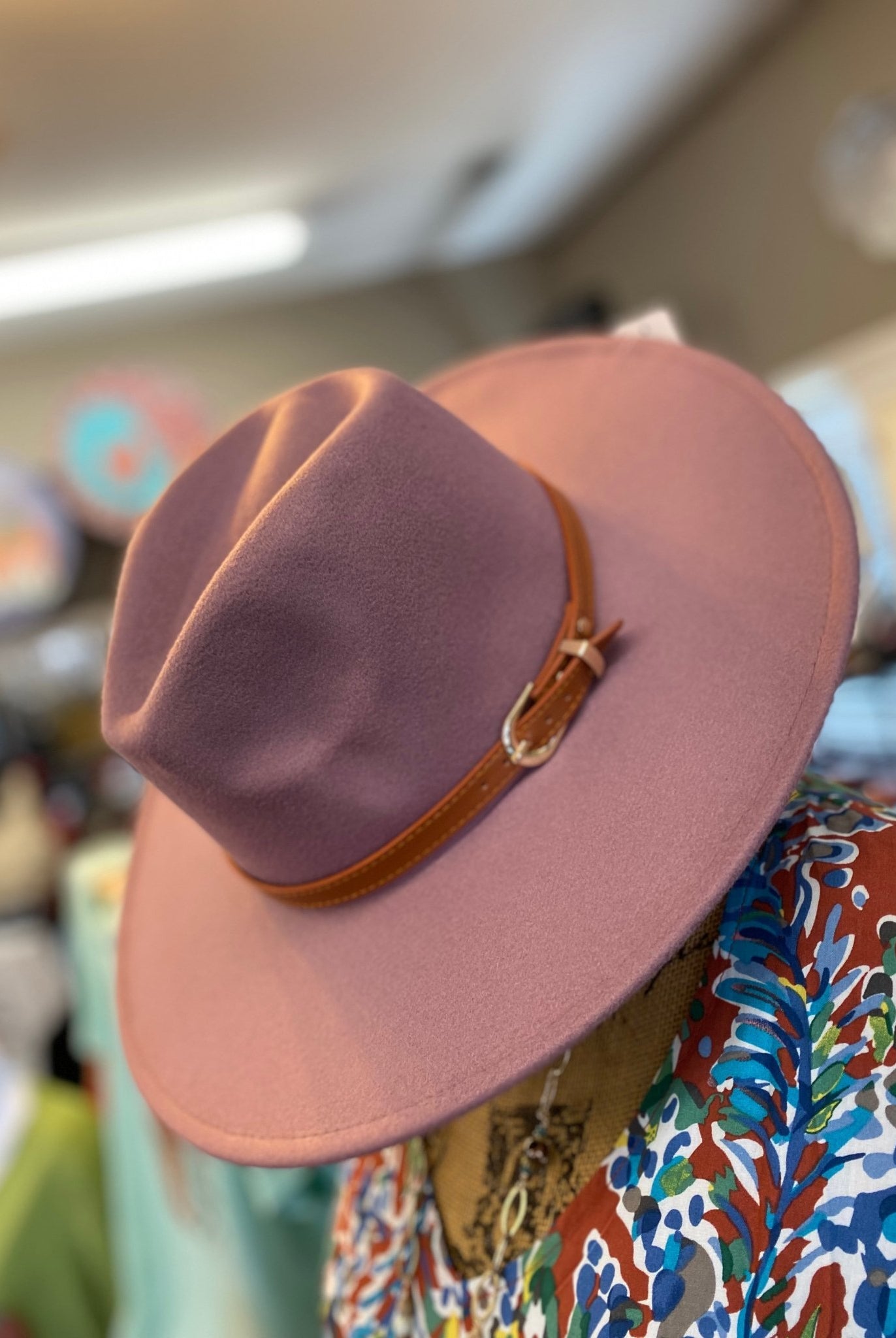 Buckle Leather Strap Fedora Hat - Dark Pink - -Jimberly's Boutique-Olive Branch-Mississippi