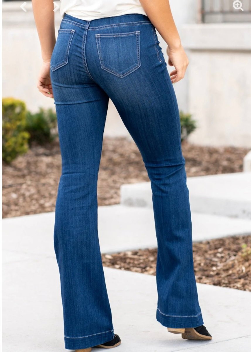 Cello Denim Flare Jeans - Dark Wash - 30" Inseam (Reg & Plus) - jeans -Jimberly's Boutique-Olive Branch-Mississippi