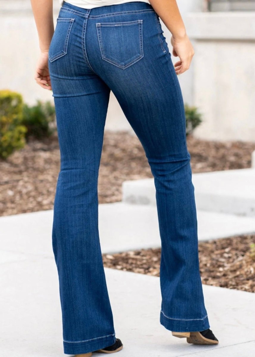 Cello Denim Flare Jeans - Dark Wash - 33" inseam (Reg. & Plus) - jeans - Jimberly's Boutique