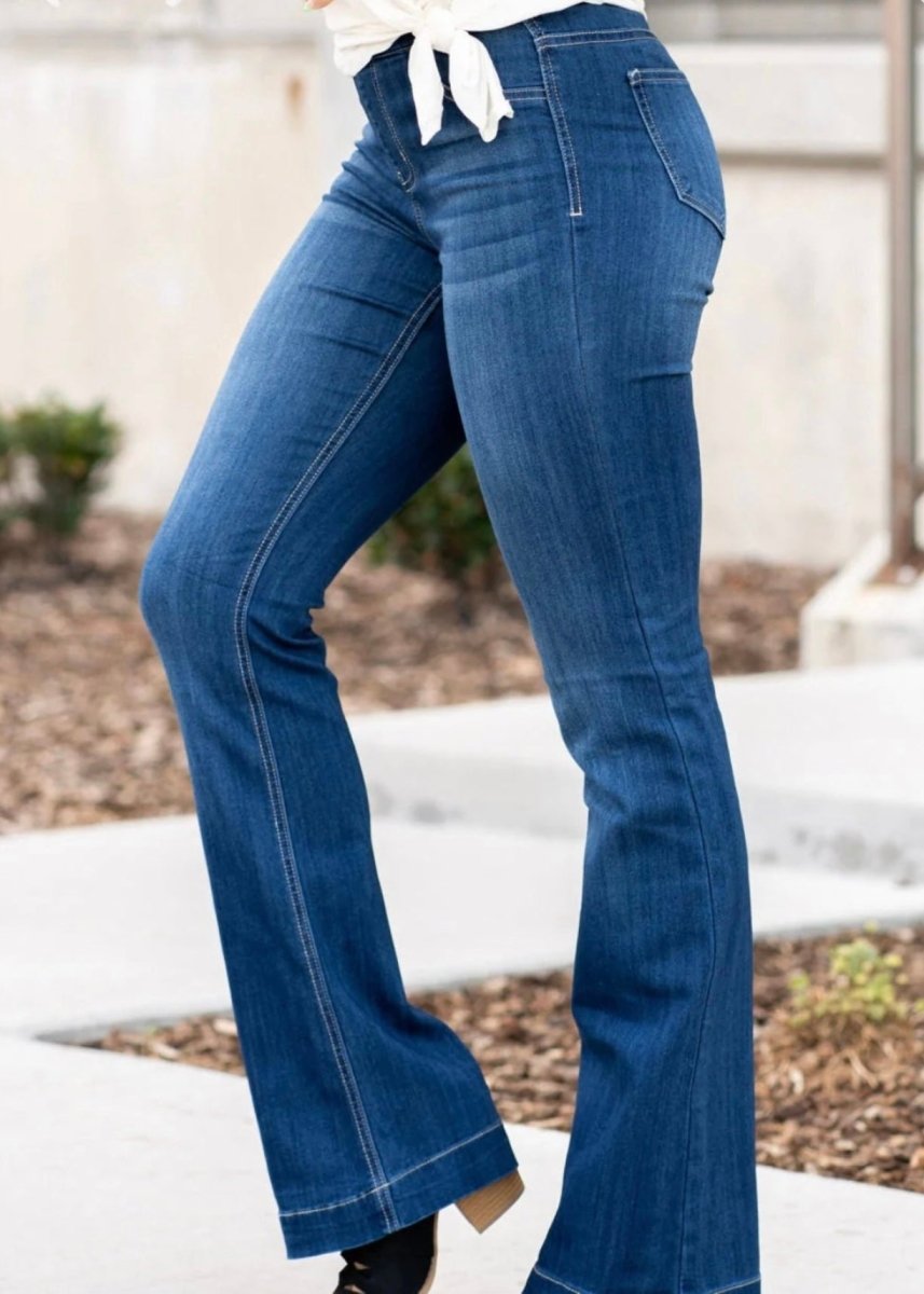 Cello Denim Flare Jeans - Dark Wash - 33" inseam (Reg. & Plus) - jeans - Jimberly's Boutique