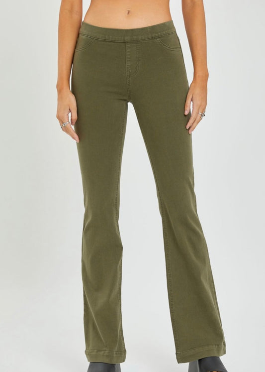 Cello Pull On Flare Jeans - Military Green - jeans - Jimberly's Boutique