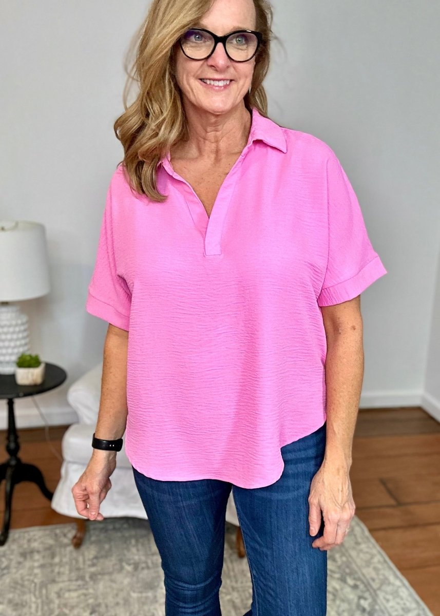 Chelsea Top - Candy Pink - Shirts & Tops -Jimberly's Boutique-Olive Branch-Mississippi