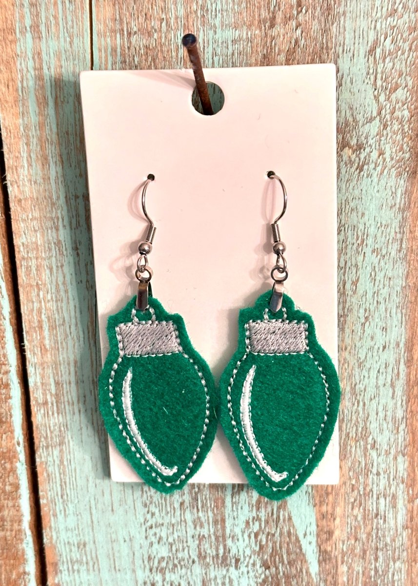 Christmas Light Embroidered Dangle Earrings - Christmas Light embroideredEarrings - Jimberly's Boutique