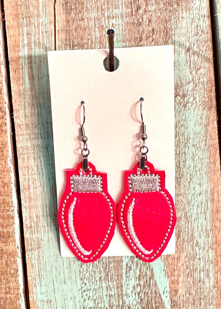 Christmas Light Embroidered Dangle Earrings - Christmas Light embroideredEarrings - Jimberly's Boutique