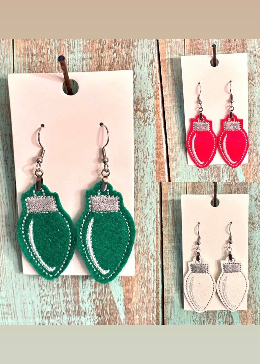 Christmas Light Embroidered Dangle Earrings - Christmas Light embroideredEarrings - Jimberly's Boutique