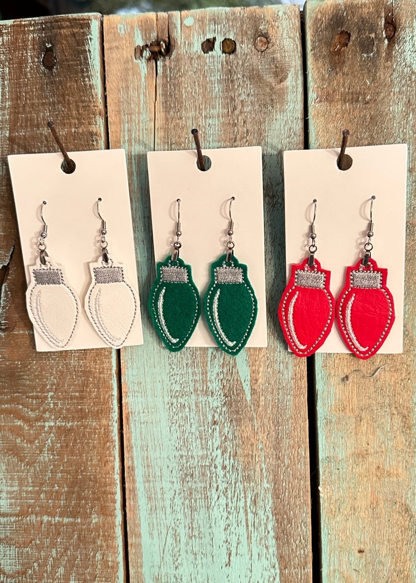 Christmas Light Embroidered Dangle Earrings - Christmas Light embroideredEarrings - Jimberly's Boutique