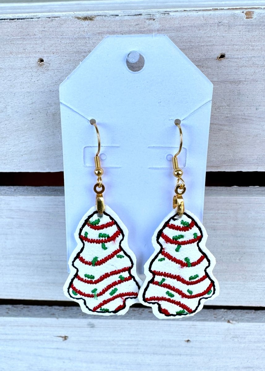 Christmas Snack Cake Embroidered Dangle Earrings - earrings - Jimberly's Boutique