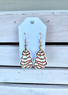 Christmas Tree Snack Cake Embroidered Dangle Earrings - earrings -Jimberly's Boutique-Olive Branch-Mississippi