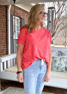 Coral Thoughts Bubble Sleeve | Cotton Bleu - Shirts & Tops -Jimberly's Boutique-Olive Branch-Mississippi