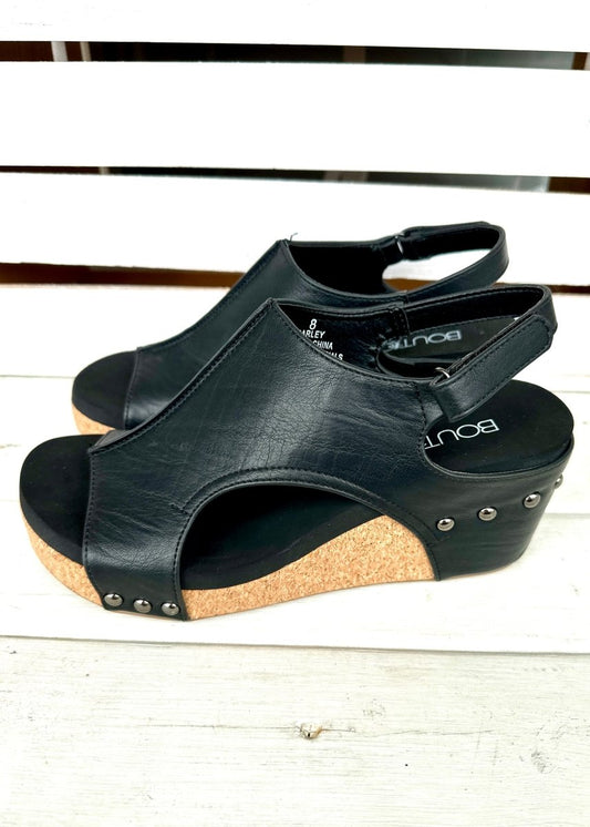 Corkys Carley Wedges - Black Smooth - Corky Carley Wedges - Jimberly's Boutique