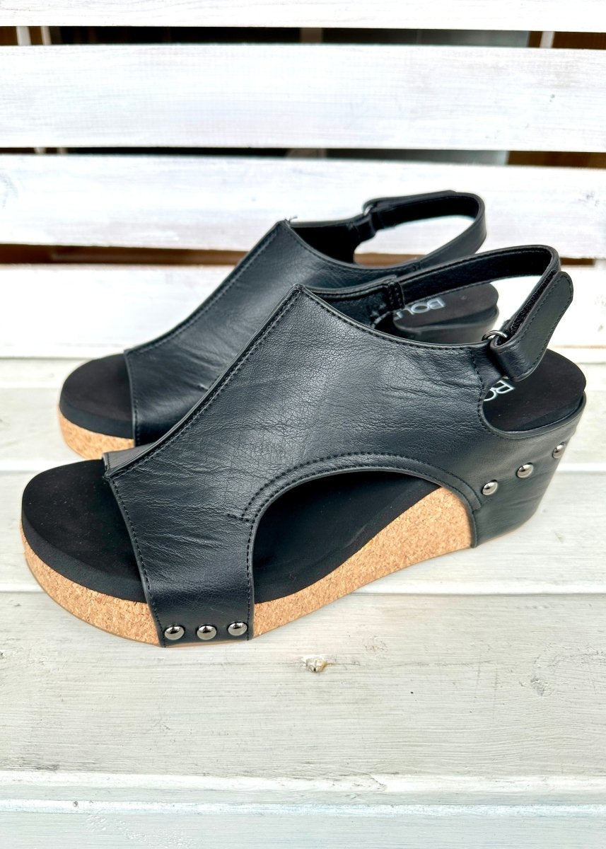 Corkys Carley Wedges - Black Smooth - Corky Carley Wedges - Jimberly's Boutique