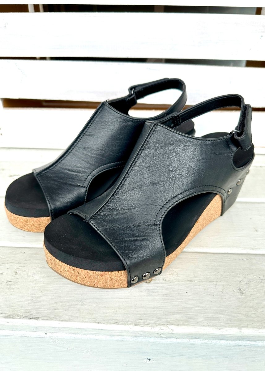 Corkys Carley Wedges - Black Smooth - Corky Carley Wedges - Jimberly's Boutique