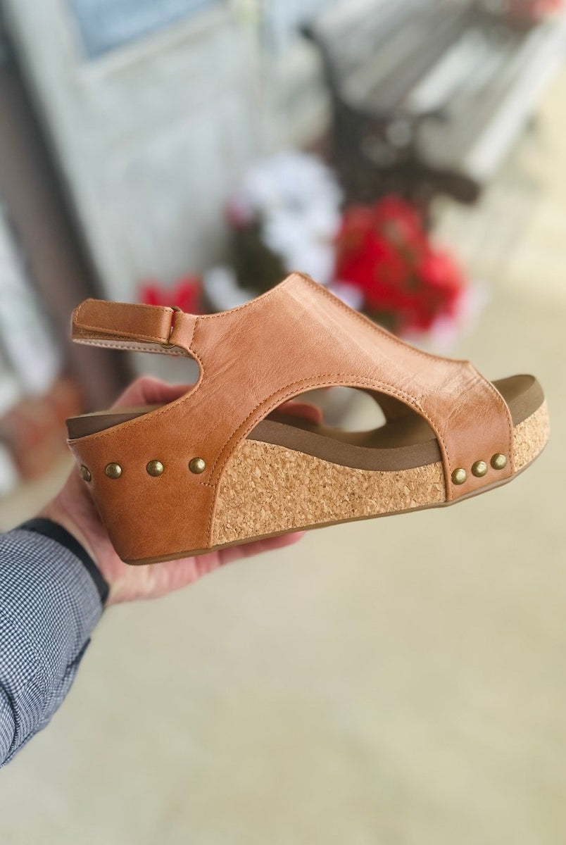 Corkys Carley Wedges - Cognac Smooth - Corky Carley Wedges -Jimberly's Boutique-Olive Branch-Mississippi