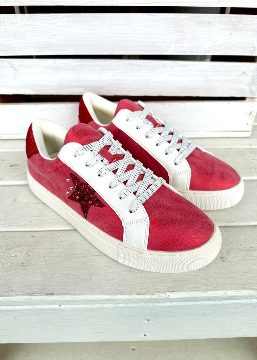 Corkys Supernova Sneakers Red Metallic Olive Branch MS