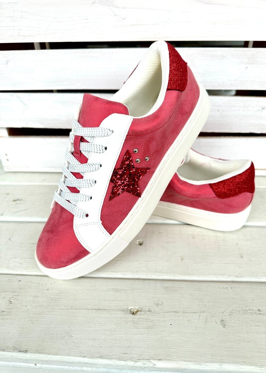 Red metallic sneakers outlet