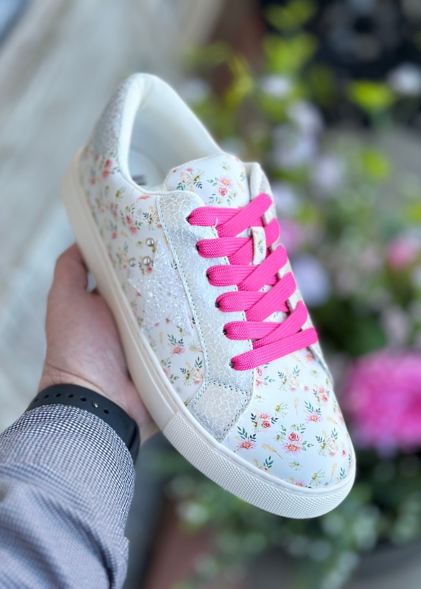 White flower sneakers on sale