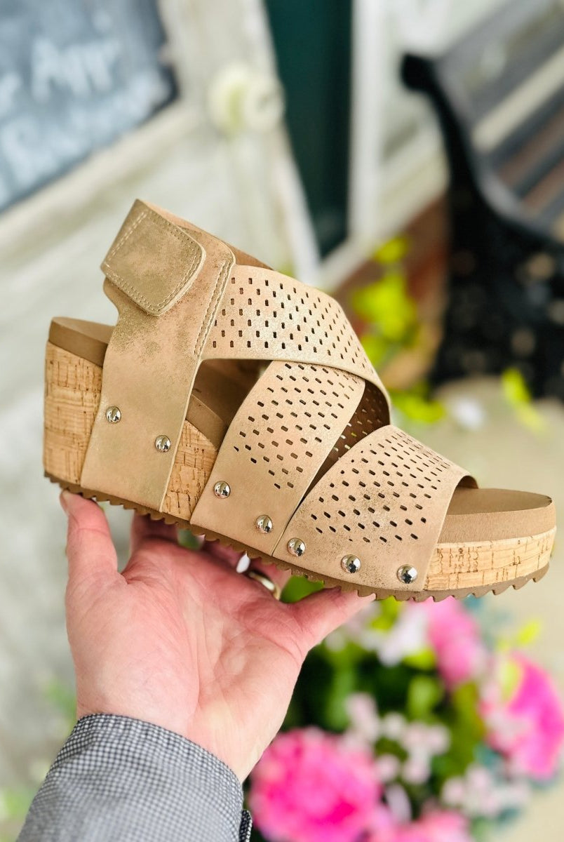 Corkys Wedge Sandals | Guilty Pleasure | Gold - Corkys Wedge Sandals -Jimberly's Boutique-Olive Branch-Mississippi