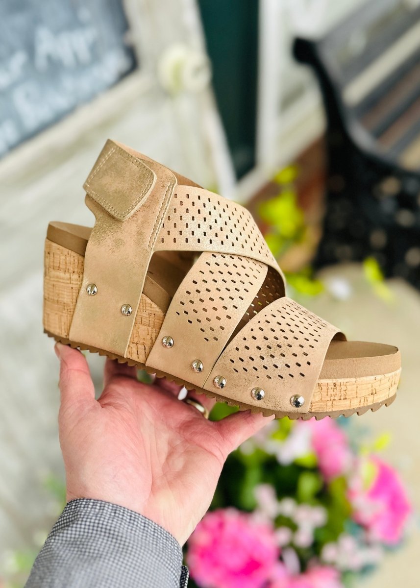 Corkys Wedge Sandals | Guilty Pleasure | Gold - Corkys Wedge Sandals -Jimberly's Boutique-Olive Branch-Mississippi