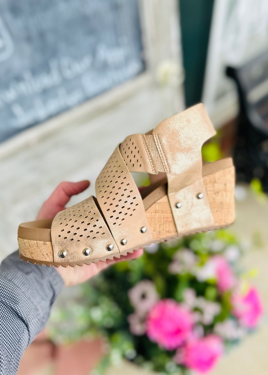 Corkys Wedge Sandals | Guilty Pleasure | Gold - Corkys Wedge Sandals -Jimberly's Boutique-Olive Branch-Mississippi
