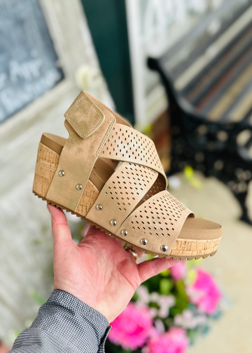 Corkys Wedge Sandals | Guilty Pleasure | Gold - Corkys Wedge Sandals -Jimberly's Boutique-Olive Branch-Mississippi