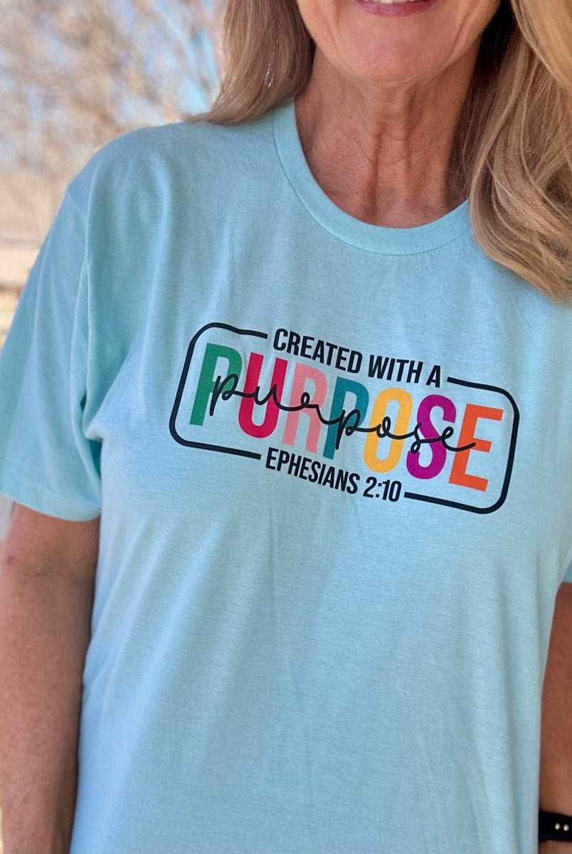 Created With A Purpose - Ephesians 2:10 Graphic Tee - Gildan Soft Style Graphic Tee -Jimberly's Boutique-Olive Branch-Mississippi