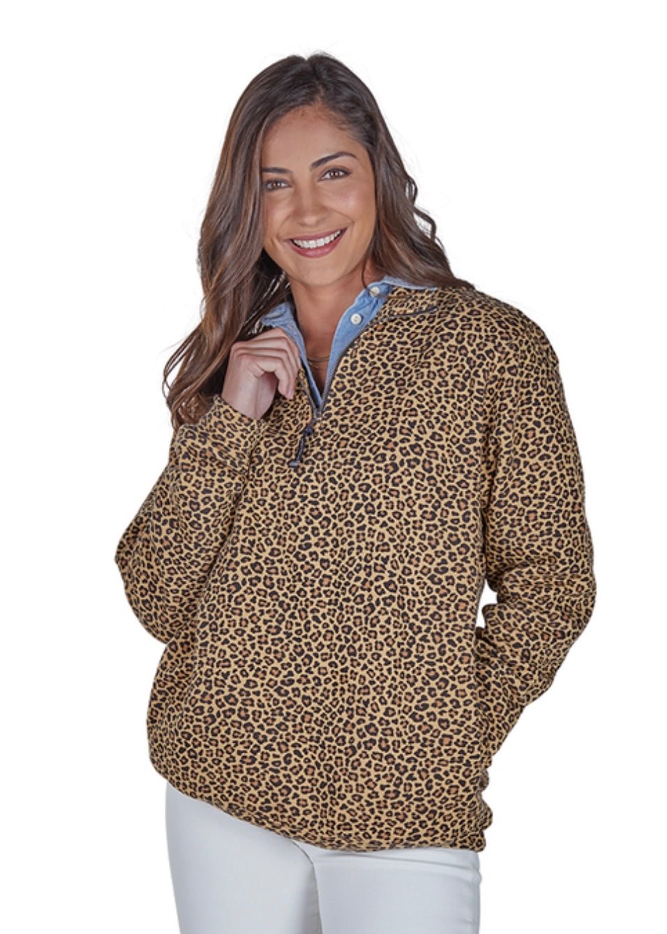 Crosswind 1/4 Zip Sweatshirt - Leopard - Quarter Zip Pullover - Jimberly's Boutique