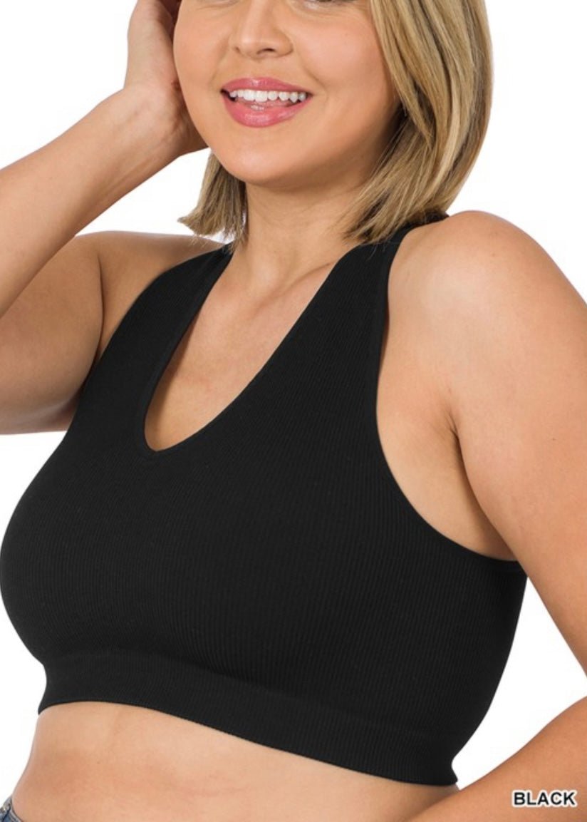 Curvy Ribbed Cropped Racerback Tank - -Jimberly's Boutique-Olive Branch-Mississippi