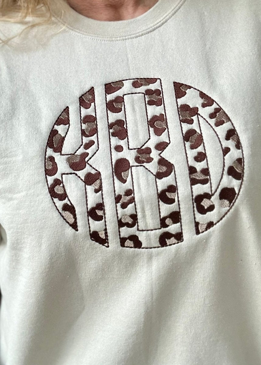 Custom Animal Print Monogram Embroidered Sweatshirt - sweatshirt - Jimberly's Boutique