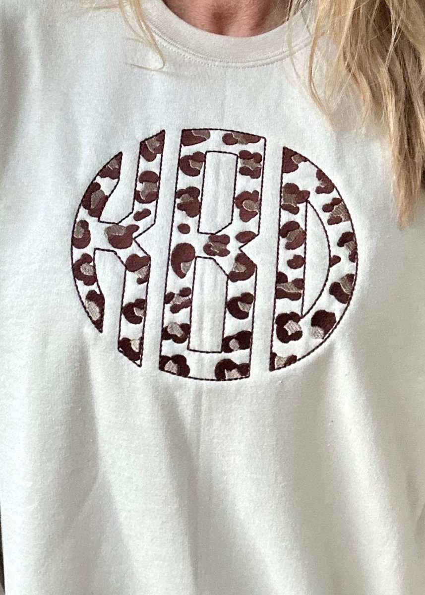 Custom Animal Print Monogram Embroidered Sweatshirt - sweatshirt - Jimberly's Boutique
