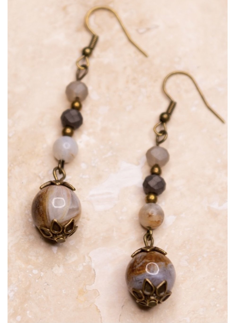 Dani Earrings - Natural Stone - Gray - Earrings -Jimberly's Boutique-Olive Branch-Mississippi