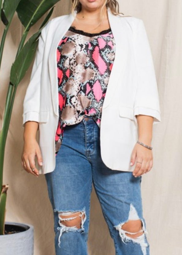 Dare Me Blazer - White (Curvy Too) - -Jimberly's Boutique-Olive Branch-Mississippi