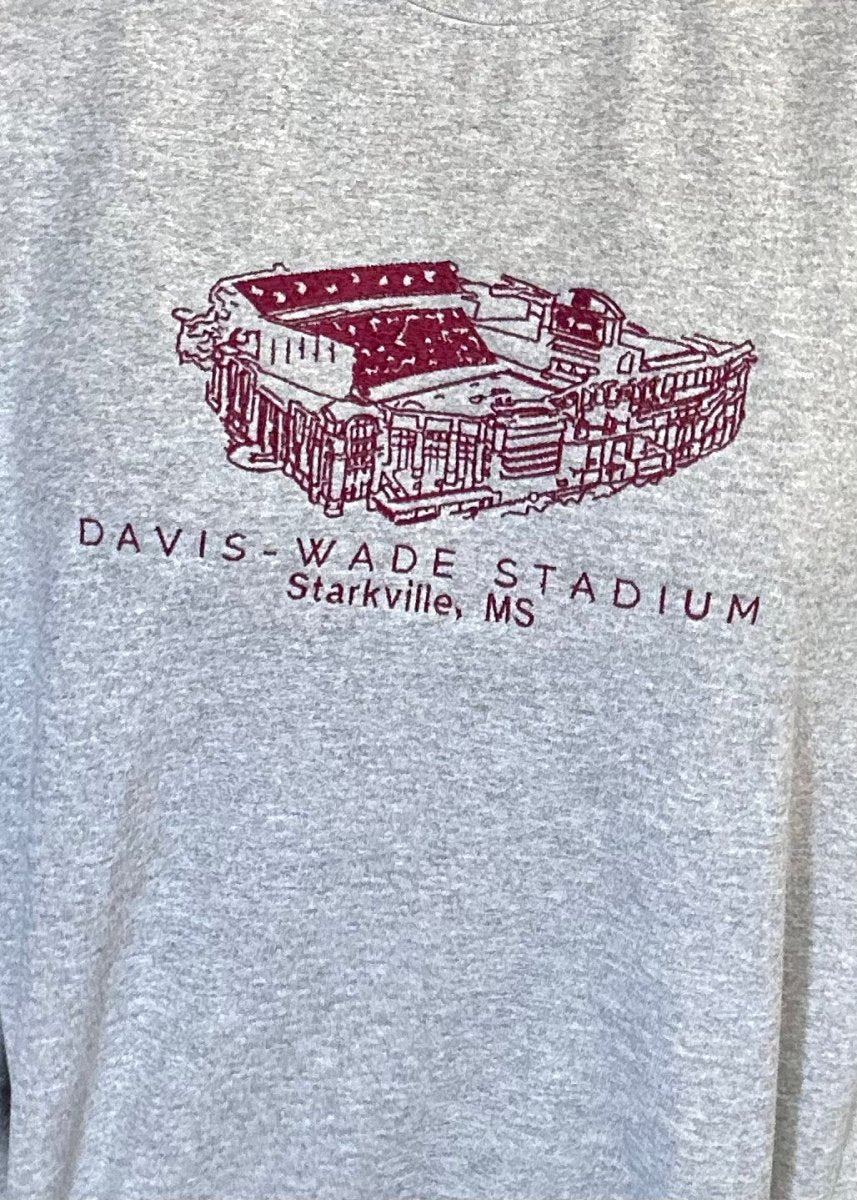Davis Wade Stadium | Embroidered Sweatshirt | Sport Grey | Olive Branch | MS - Graphic Sweatshirt - Jimberly's Boutique