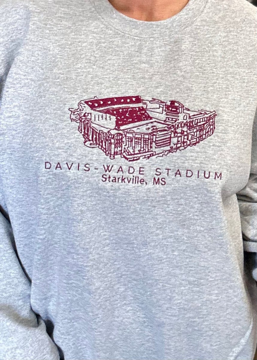 Davis Wade Stadium | Embroidered Sweatshirt | Sport Grey | Olive Branch | MS - Graphic Sweatshirt -Jimberly's Boutique-Olive Branch-Mississippi