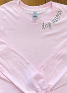 Dog Mama Neckline | Embroidered Long Sleeve | Light Pink - Embroidered Sweatshirt -Jimberly's Boutique-Olive Branch-Mississippi