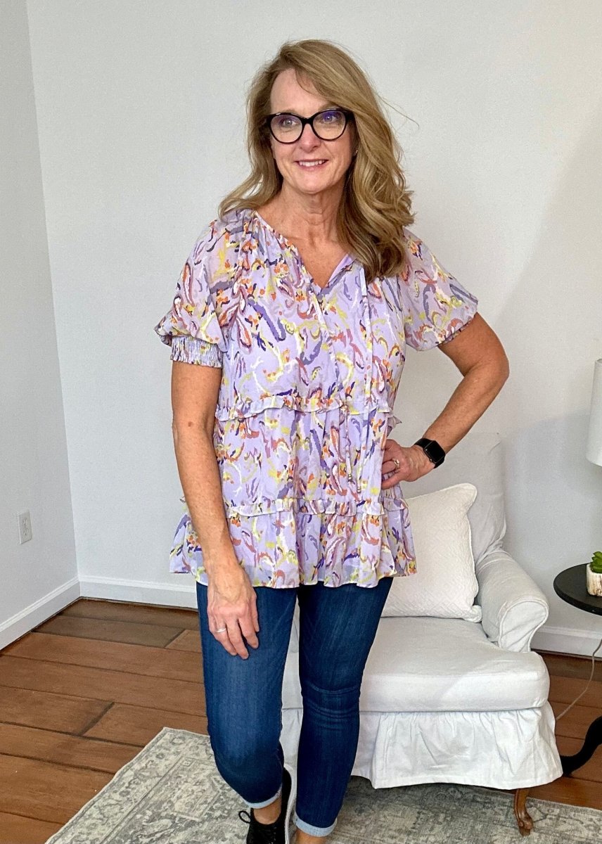 Doing My Best Abstract Print Top - Lavender - Jodifl Top -Jimberly's Boutique-Olive Branch-Mississippi
