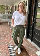 Drawstring Waist Cargo Joggers - Army Green - Casual Joggers -Jimberly's Boutique-Olive Branch-Mississippi