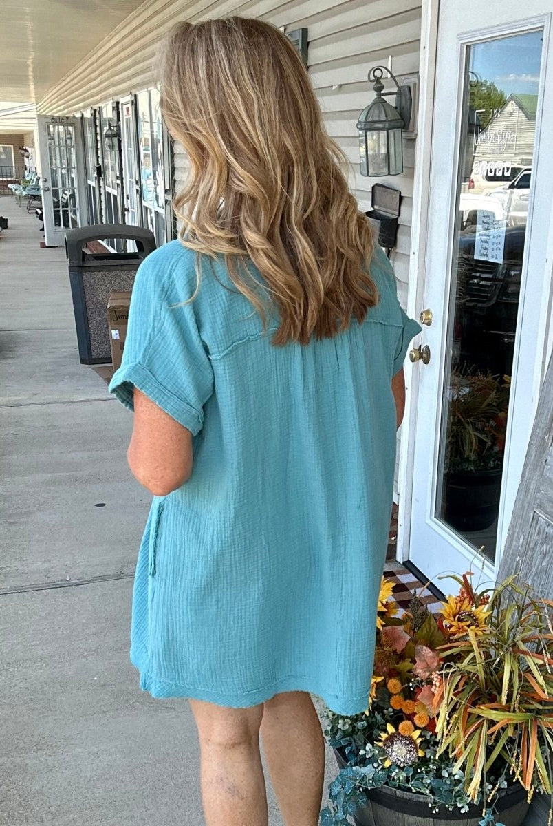 Dream A Little Dream Dress - Dusty Teal - Casual Dress -Jimberly's Boutique-Olive Branch-Mississippi