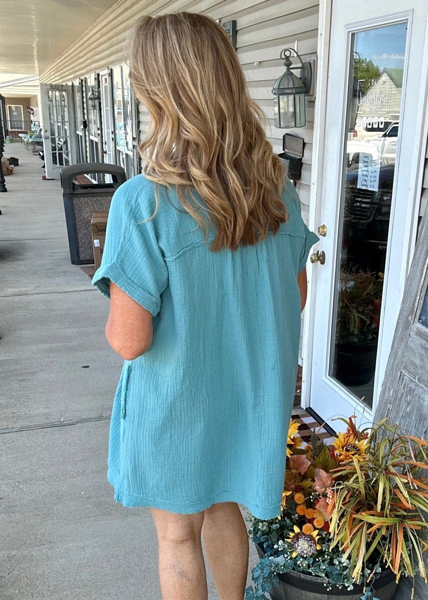 Dream A Little Dream Dress - Dusty Teal - Casual Dress -Jimberly's Boutique-Olive Branch-Mississippi