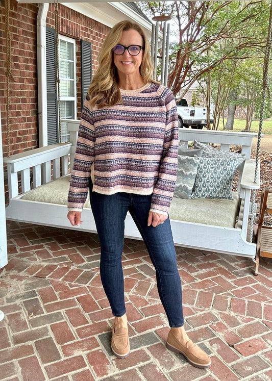 Easel See You Soon Striped Sweater - sweater - Jimberly's Boutique