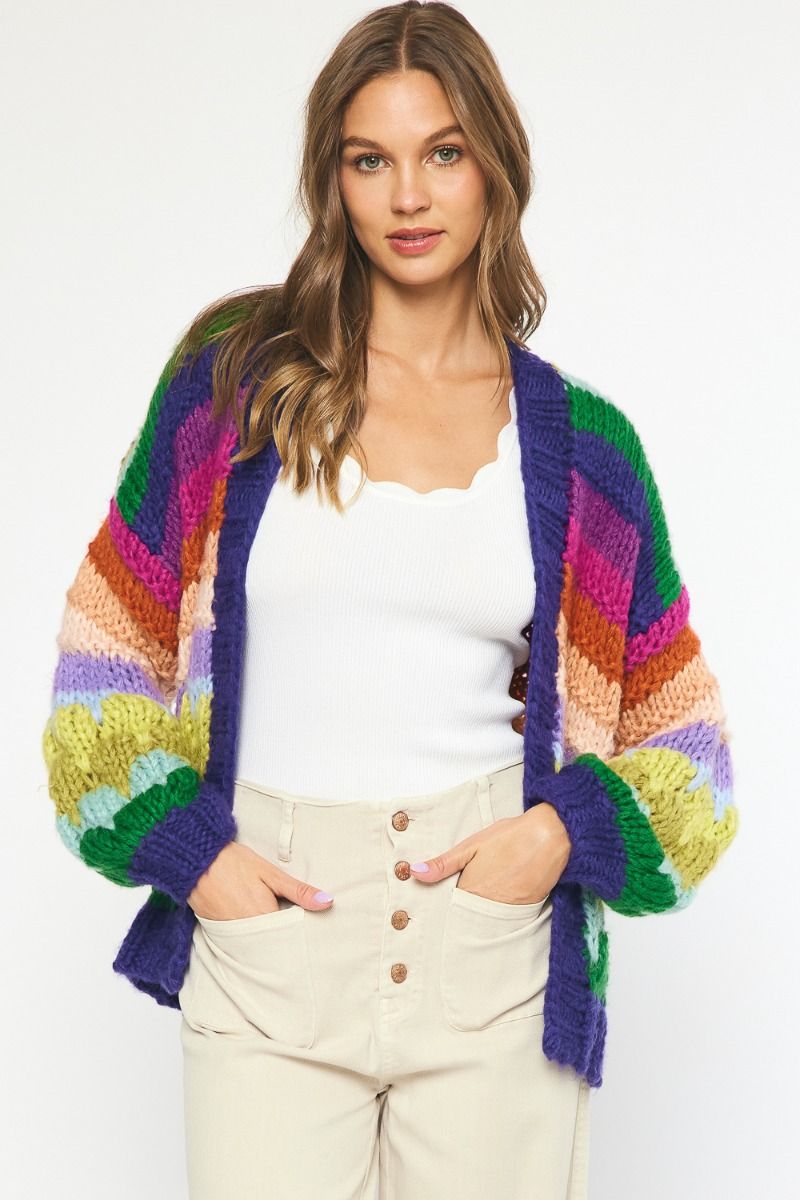 Entro Over The Rainbow Cardigan Sweater Large