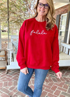 Falala Embroidered Sweatshirt - Red - Embroidered Sweatshirt -Jimberly's Boutique-Olive Branch-Mississippi