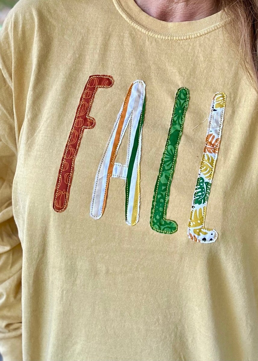FALL Applique | Long Sleeve | Comfort Colors | LS | Tee | Olive Branch | MS - Applique Comfort Colors LS -Jimberly's Boutique-Olive Branch-Mississippi
