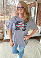 Faux Sequin Baseball Game Day Graphic Tee - Gildan Soft Style Graphic Tee -Jimberly's Boutique-Olive Branch-Mississippi
