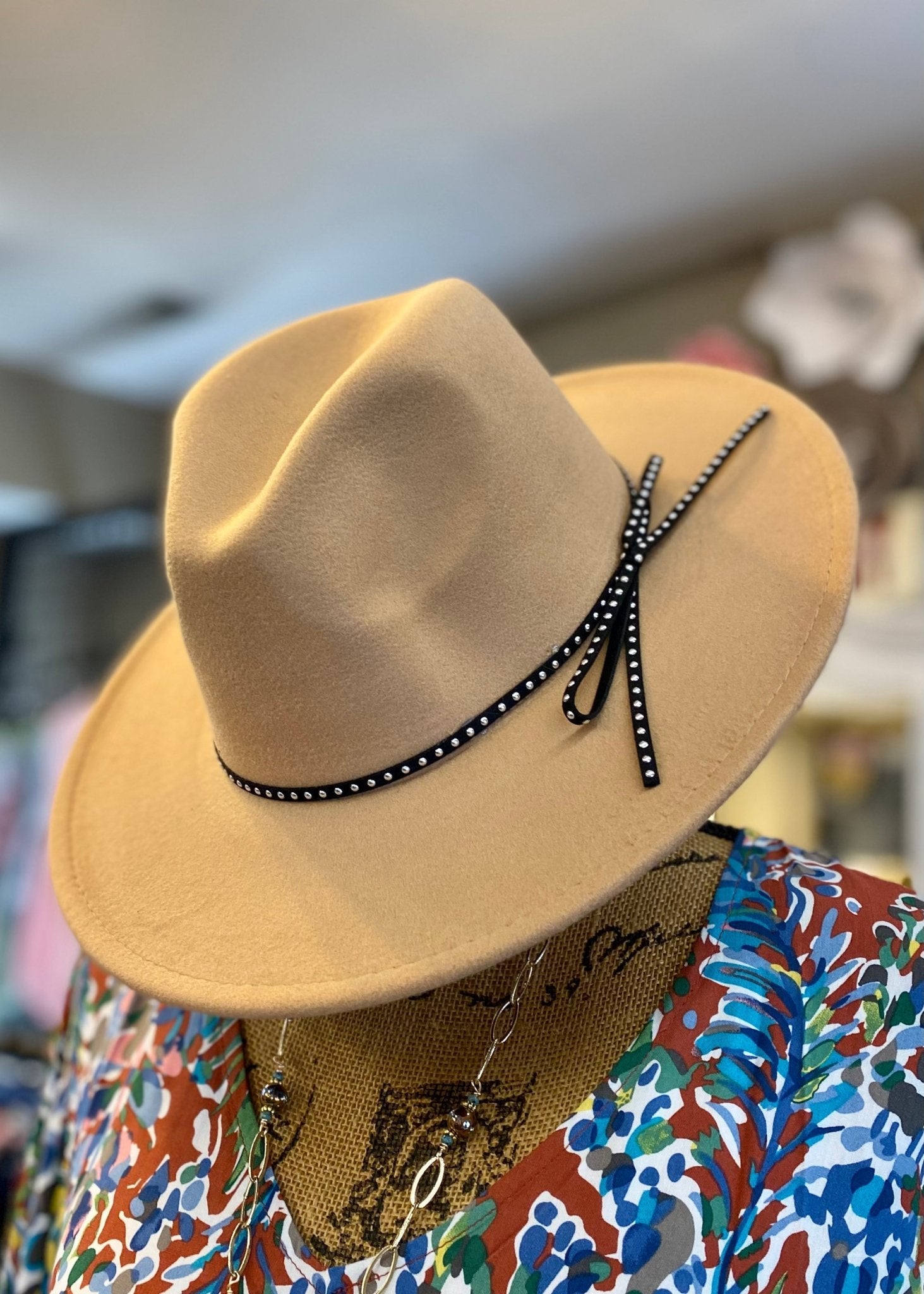Felt Bow String Fedora Hat - Camel - Jimberly's Boutique