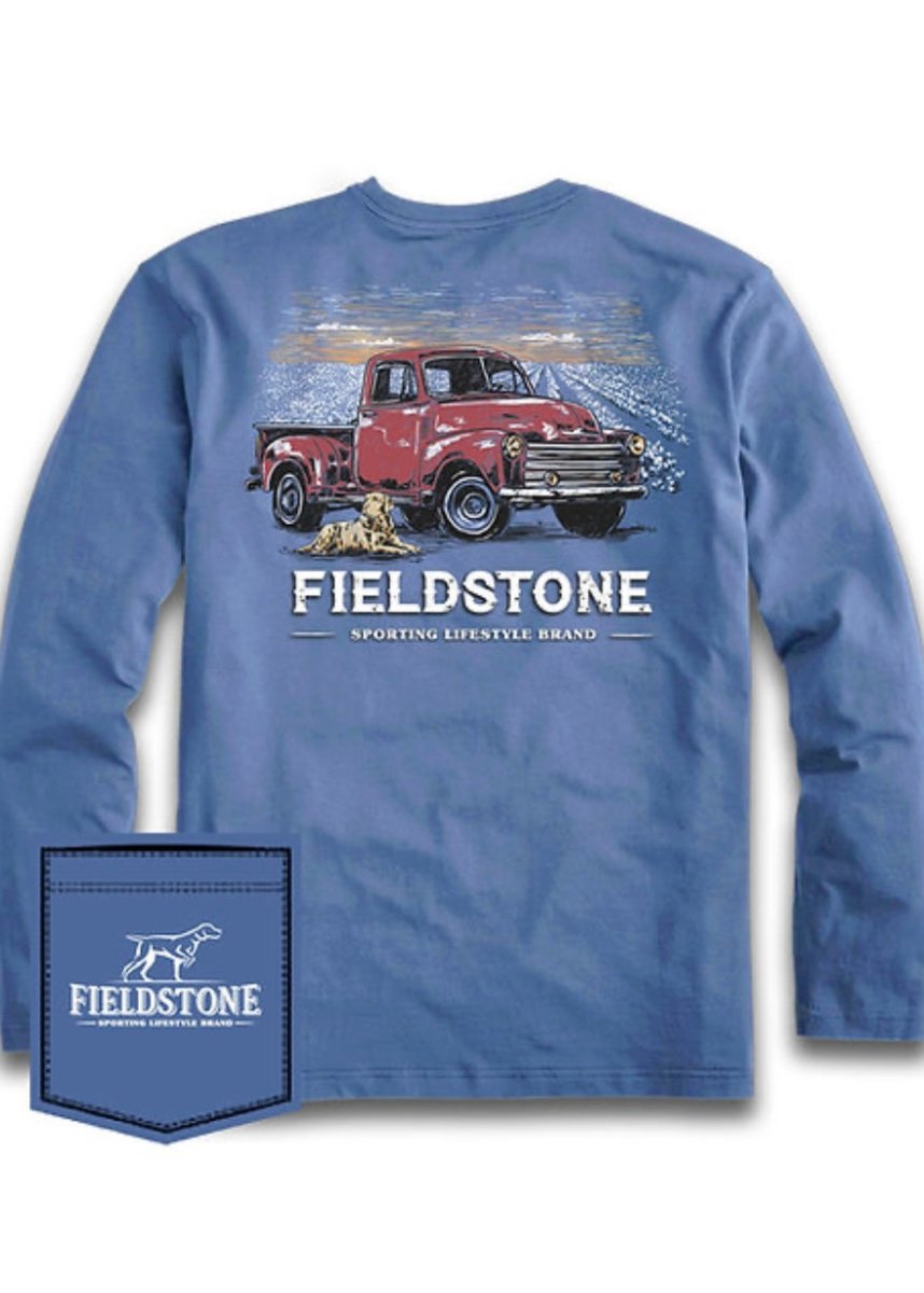 Fieldstone Old Truck Long Sleeve - Blue - Graphic Tee - Jimberly's Boutique