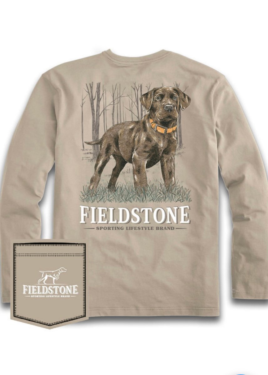 Fieldstone Retriever Pup Long Sleeve - Tan - Graphic Tee - Jimberly's Boutique