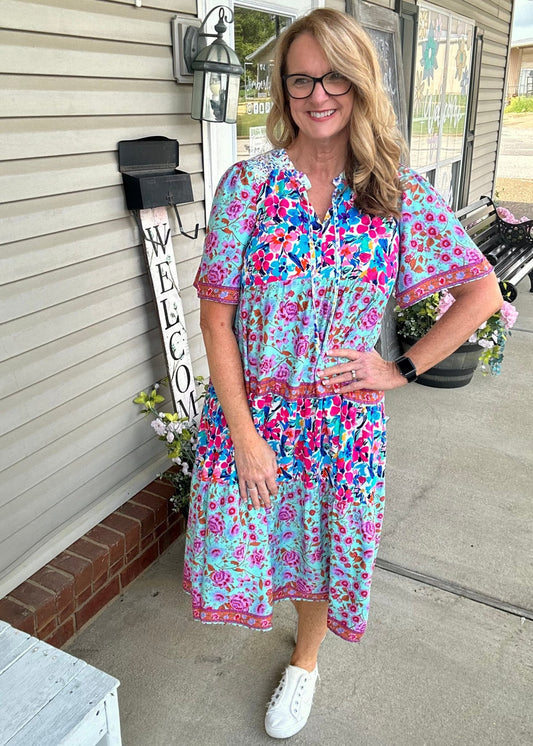 Floral Mixed Print Maxi Dress - Jimberly's Boutique