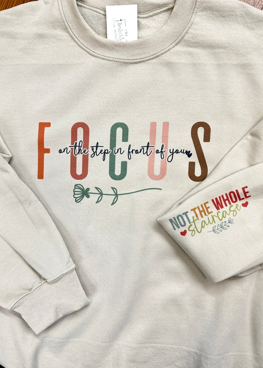 Focus On The Step | Sweatshirt | Sand - Sublimated Sweatshirt -Jimberly's Boutique-Olive Branch-Mississippi