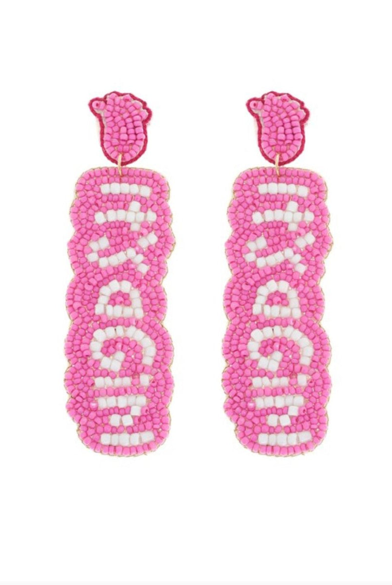GENDER REVEAL PARTY LONG DROP BEADED EARRINGS - earrings -Jimberly's Boutique-Olive Branch-Mississippi