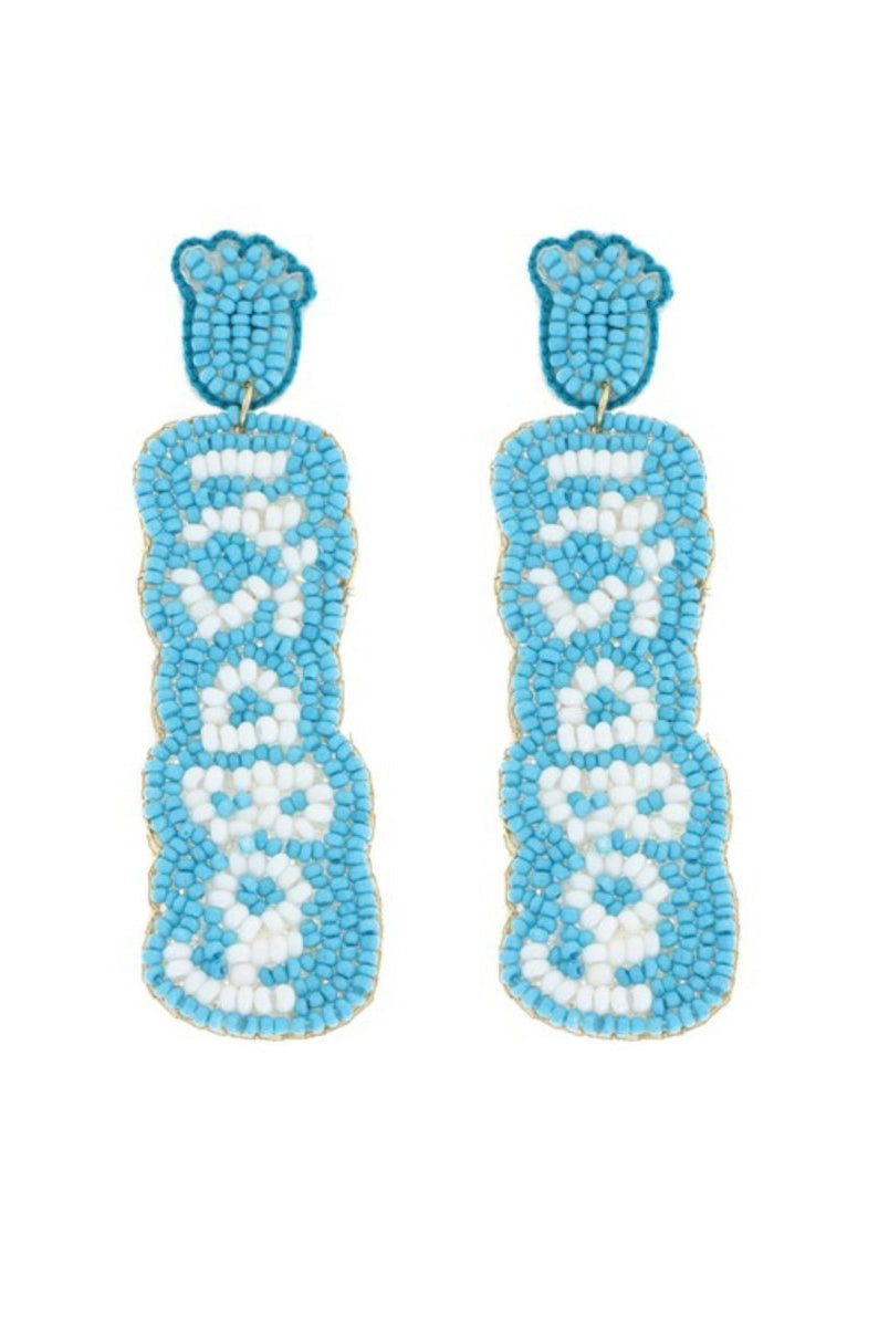 GENDER REVEAL PARTY LONG DROP BEADED EARRINGS - earrings -Jimberly's Boutique-Olive Branch-Mississippi